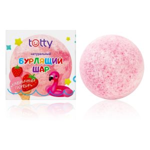 TOTTY Детский натуральный бурлящий шар для ванны «Клубничный пломбир», 200 г